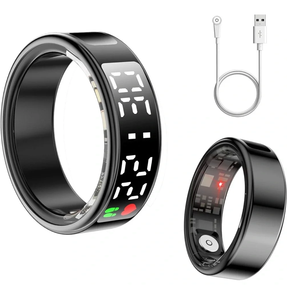 Smart Ring Health Tracker with LED Display Screen - Black - New In Box